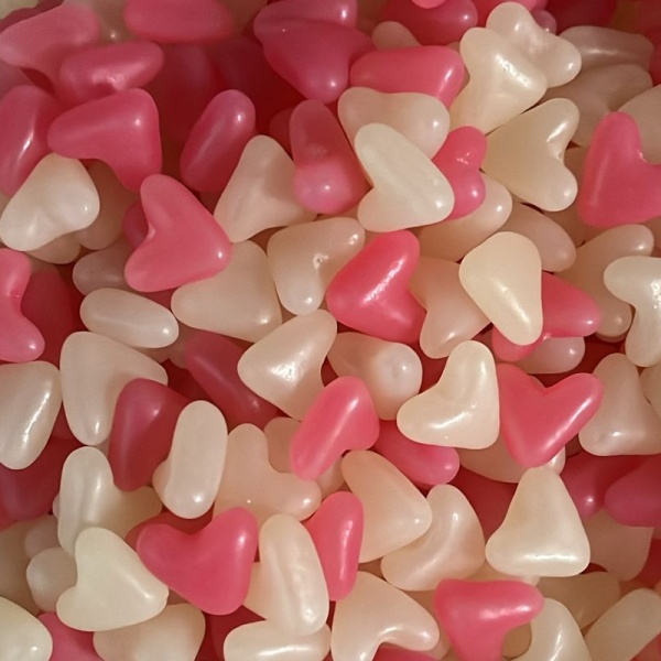 Pink & White Heart Jelly Beans Retro Pick & Mix Sweets Barratt 100g